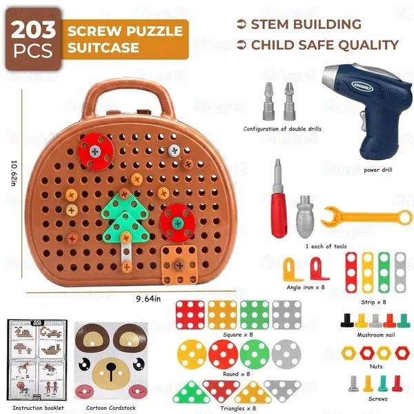 Zygoplay Junior Builder - 203-Piece Creative Drill & Build Kit