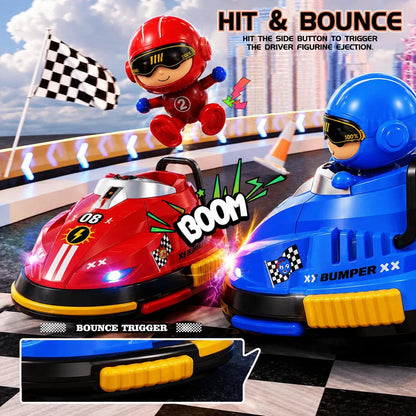 CrashRush RC Bumper Cars - Lights, Music & Real smoke – Interactive Battle Fun for All Ages