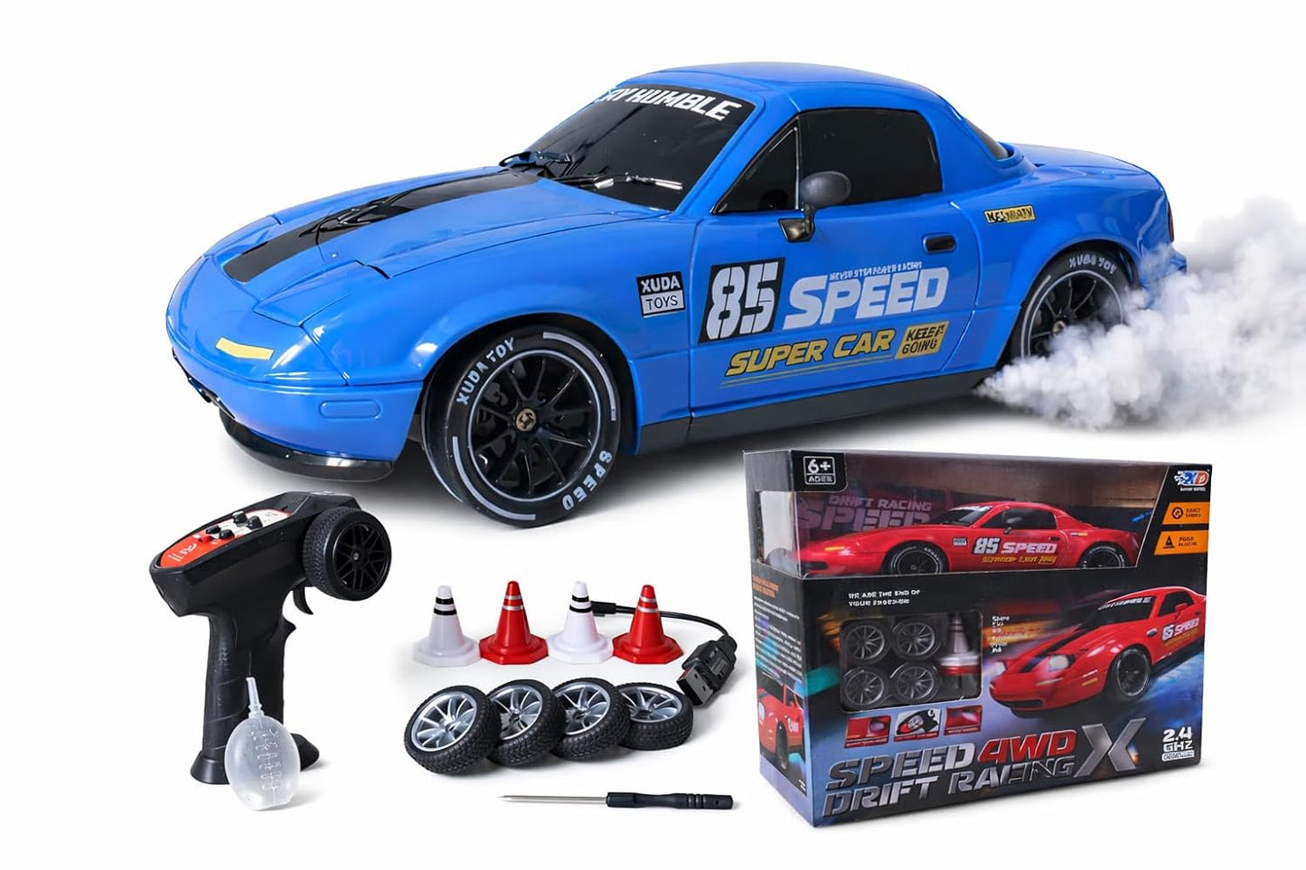 DriftX 4WD RC Drift Car – High Speed Remote Control Racing Car with LED Lights, Proportional Control & Rechargeable Battery