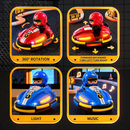 CrashRush RC Bumper Cars - Lights, Music & Real smoke – Interactive Battle Fun for All Ages