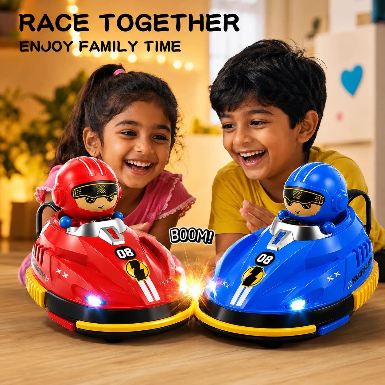 CrashRush RC Bumper Cars - Lights, Music & Real smoke – Interactive Battle Fun for All Ages
