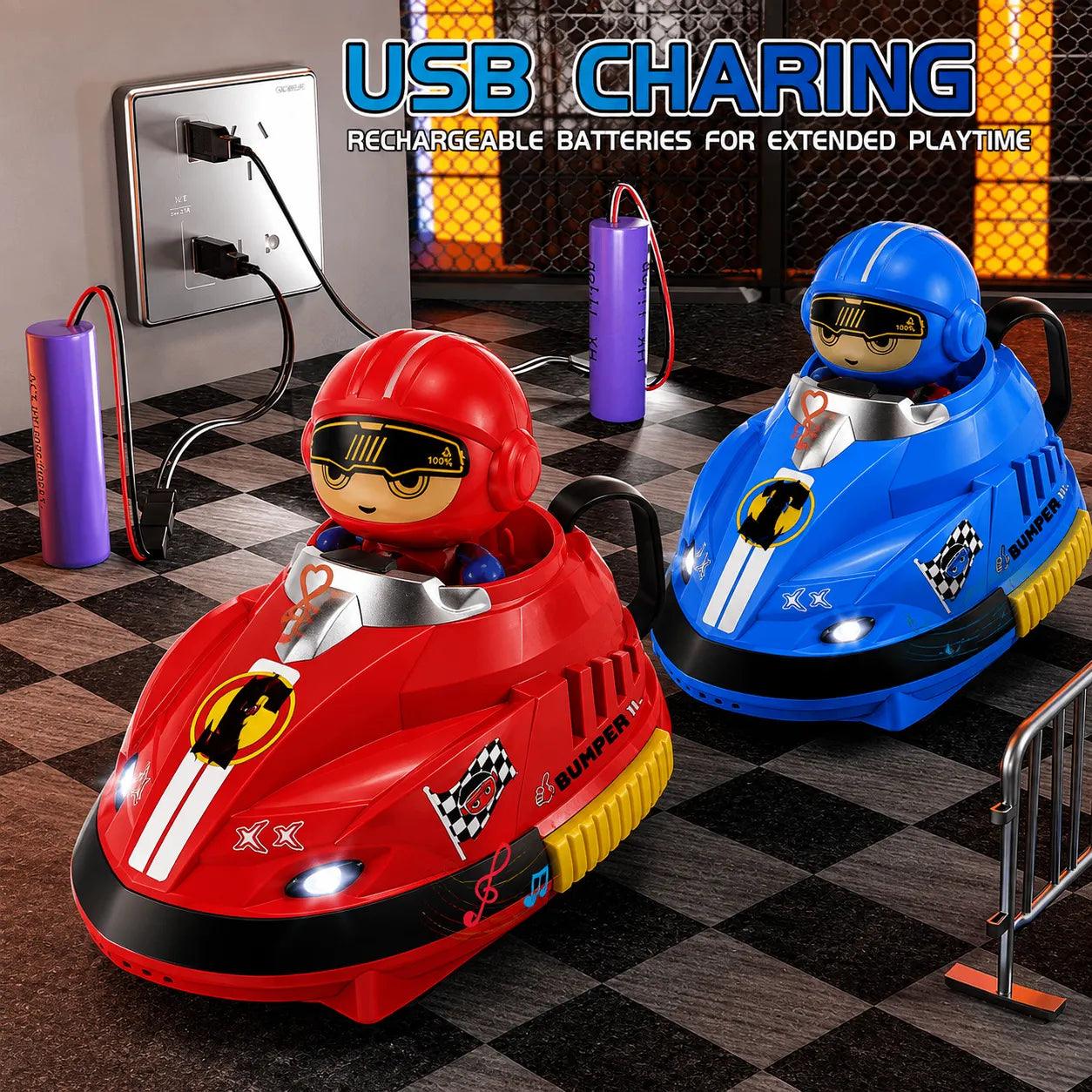 CrashRush RC Bumper Cars - Lights, Music & Real smoke – Interactive Battle Fun for All Ages