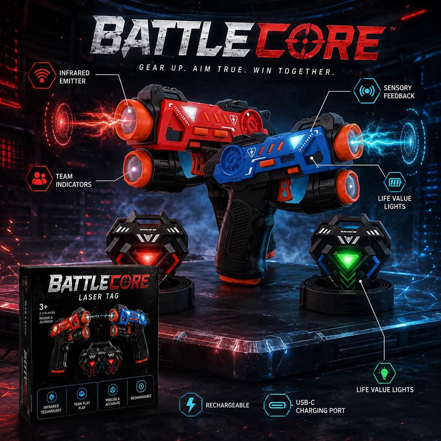 BattleCore Laser Tag Guns Set with LED Score Vests